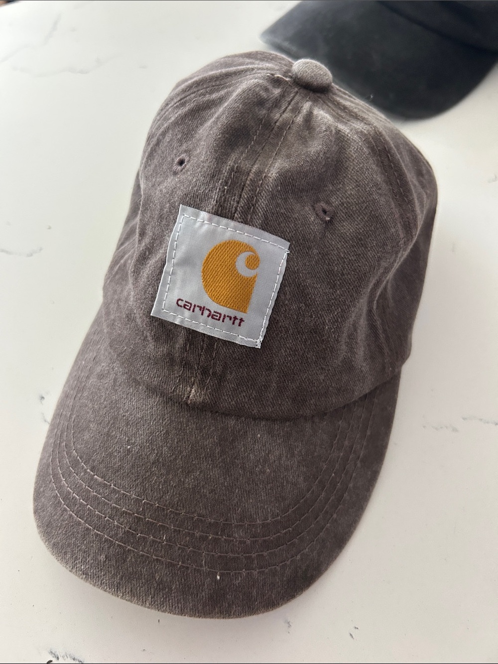 Carhartt Brown/ gray Washed Canvas Logo Cap - Yellow Patch